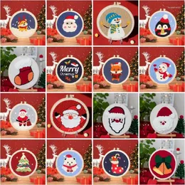 Sanat ve El Sanatları Chenistory Punch Needle Nakış Kiti DIY DIY Noel Baba Çapraz Dikiş Hoop Craft Kitleri El Sanatları Noel Hediyesi