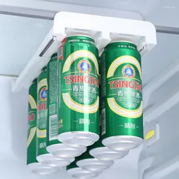 Kitchen Storage Refrigerator Drink Can Sparkling Water Beer Beverage Dispenser Double-row Holder Soda Container Fridge Organizer