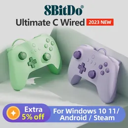 Controladores de jogo 8BitDo Ultimate C Wired Gamepad com função Turbo Rumble Vibration Enhanced Grip compatível para PC Windows 10 11 Steam