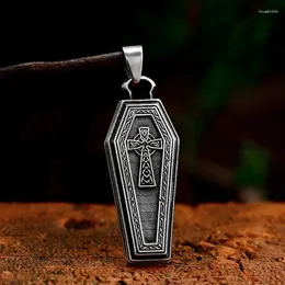 Anhänger Halsketten Beier 2024 Spezielles Design Sargform Valknut Keltisches Kreuz Muster Halskette Punk Hip Hop Biker Schmuck Geschenk