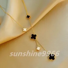 Позолоченные ожерелья 18 карат Роскошное дизайнерское ожерелье Цветы Четырехлистный клевер Cleef Модное ожерелье с подвеской Свадебная вечеринка Ювелирные подарки gif