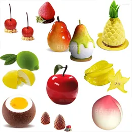 Stampi da forno Decorazioni per torte Stampo in silicone a forma di frutta per mousse Pasticceria Mela Limone Ciliegia Ananas Vassoio per dessert