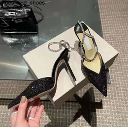 Y-formad strass kedjeklänningskor stilettos brud klänningar kvinnors spänne stilett sandaler pekade tå fotled ljus diamantkedja patent läder