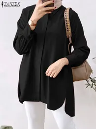 Ubranie etniczne jesień moda solidne topy dla kobiet muzułmańska bluzka hidżabu Dubai Abaya Long Rleeve koszulka Zanzea isiamic Turkey Kaftan