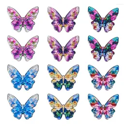 Pendant Necklaces Epoxy Resin Flower Print Big Pendants 2-Hole Butterfly Charms For Jewlery Making DIY Necklace Earring Craft Supplies Home