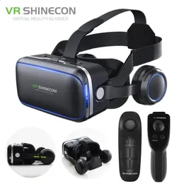 VR SHINECON 60 سماعة رأس سماعة الرأس ثلاثية الأبعاد للواقع الافتراضي سماعات خوذة ستيريو مع جهاز التحكم عن بعد لنظام iOS Android 240130