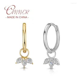 Orecchini pendenti CANNER Fashion Simple Ins Style Petali in argento sterling 925 Occhio di cavallo con goccia di zirconi per le donne Squisito orecchino quotidiano