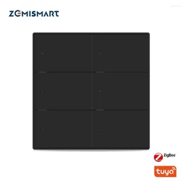 스마트 홈 컨트롤 Zemismart 6 갱 Tuya Zigbee Black Interruptor 중립 푸시 벽 라이트 스위치 Smartthings Alexa Google