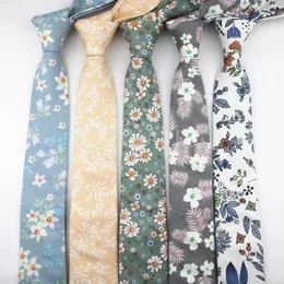 2020 nuovo arrivato di marca fiore cravatta di cotone per gli uomini 6 cm margherita foglie stampate da uomo colorate cravate strette cravatte spesse244F