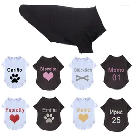 Dog Apparel Personality Sleeve T-shirt Puppy Summer Clothes Cotton Soft Pet DIY Shirts Breathable Clothing For Small Medium Large Dogs