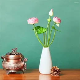 Decorative Flowers Zen Mini Artificial Fake Lotus Bud Silk Plastic Flower Wedding Home Floral Decor Decorations Festive Party Supplies