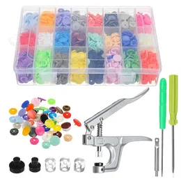 Nya 24Colors Metal Fastener Snap -tång KAM -knapp T5 Snap 360 T5 Plastharts Knappar Press Stud Trycktång Verktyg Set Y208T