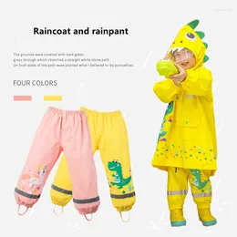 Raincoats 1-10 Years Old Children Raincoat Kids Boys Girls Waterproof Hooded Cartoon Dinosaur Baby Rainwear And Rain-proof Pant