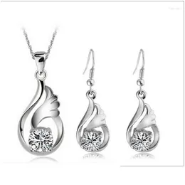 Ohrringe Halskette Halskette Ohrringe Set 2023 meistverkaufte Winkel Herz des Ozeans Mode Kristall Schmuck Weihnachtsgeschenk Drop Deliv Dhu4F