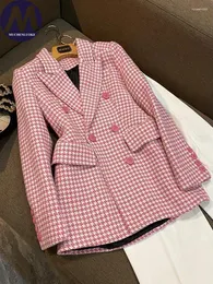 Kombinezony damskie szykowne i eleganckie kurtka wiosenna jesienna brytyjska styl średniej długości płaszcze Blazerowe płaszcze Modne szczupłe ubrania Blazery