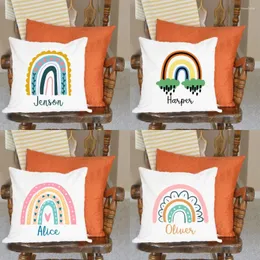 Pillow Personalized Name Customize Pillowcase Rainbow Print Custom Made Cover Adult Children Home Housewarming Birthday Gifts