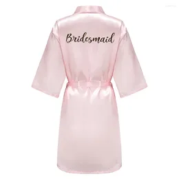 H kvinnors sömnkläder rosa kimono satin kvinnor badrock bröllop syster mor till brudbrudgummen