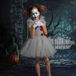 Abiti da ragazza Joker Pennywise Vestito da tutu per ragazze Bambini Grigio Creepy Clown Costume di Halloween Abiti cosplay Fantasia di compleanno per bambini