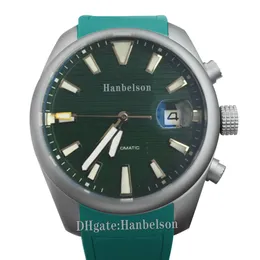 Relógio mecânico masculino, moldura de cerâmica, rosto verde, relógio de pulso automático de borracha, 43mm