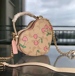 Сумки на ремне Дизайнерская сумка в форме сердца Модная сумка на ремне Несколько стилей Большая сумка Женская качественная кожаная дизайнерская сумка Кошелек с вишневым принтом Леди
