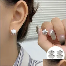 Clip-On & Screw Back Backs Earrings 925 Sterling Sier Flower For Women Girl Simple Fashion Smooth Versatile Design Jewelry Party Gift Dhybe