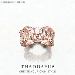 Küme halkaları gül altın Phoenix kanat yüzüğü markası 925 sterling gümüş kadınlar için ince jewerly romantik hediye