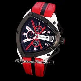 2021 Novo Tonino Sports Car Gado Swiss Quartz Chronograph Mens Watch Dois Tons PVD Black Dial Dynamic Sports Couro Vermelho Puretime 300y