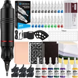 Professional Tattoo Machine Pen Kit with Cartridges Needles Inks Rotary Tattoo Machine Set for Permanent Makeup Beginner Kit 240124