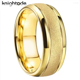 Anéis de casamento 6mm 8mm moda sandblasted carboneto de tungstênio para homens mulheres banda personalizada cúpula dupla ranhura terminada