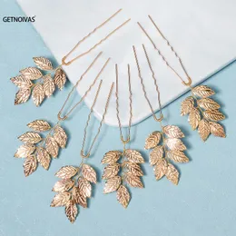 Hair Clips 6PCS Bridal Wedding Accessories Gold Color Leaf Pins For Women Jewelry Bride Headpiece Headwear Headdress Gifts