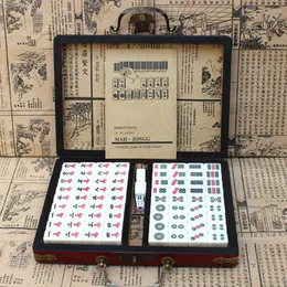 Kinesiska numrerade Mahjong Set 144 Tiles Mah-Jong Set Portable Chinese Toy With Box Fiber Board Mahjong Board Game for Fun Camping 240202