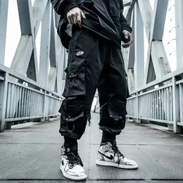 Houzhou Black Cargo Pants Men Joggers Hip Hop Techwear Streetwear Plusサイズのポケット特大240130