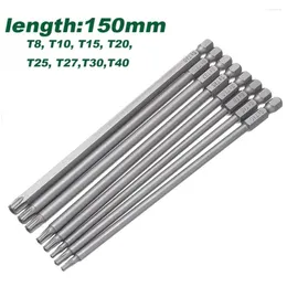 Set di punte per cacciavite Torx lungo 8 pezzi da 150 mm Set di punte per cacciavite magnetico esagonale cavo in acciaio legato da 1/4 di pollice