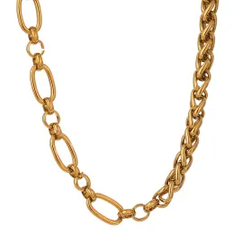 Collana con catena in oro giallo 14k, collana con colletto massiccio, spesso, lucido, dorato, regalo Nuovo