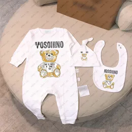 24 Styles Bebek Bebekler Seti Set Erkekler Bodysuit Tasarımcı Yenidoğan Bebek Yük atıcıları Baskı Bear Romper Kızlar Tulum Başlıkları Kap Kıyafetleri Set 0-24 Ay CSD2402031-8