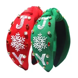 Weihnachts-Schneeflocken-Perlen-Stirnband, geknotete Perle mit breiter Krempe, frisch, süß, festlich, Feiertags-Haarschmuck 240127
