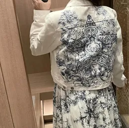 Women's Jackets Spring And Autumn Women Denim Jacket Pentagram Exquisite Hand Embroidery White Coat High Street Luxury Cotton 3D Splice