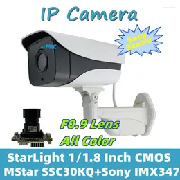 F0.9 Lens Starlight 1/1,8 tum CMOS MSTAR SSC30KQ IMX347 IP-kamera Låg belysning IP66 Inbyggd mikrofon All Color Outdoor