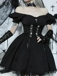 Partykleider AltGoth Vintage Gothic Prinzessin Kleid Frauen Dark Harajuku Lace Up Cross Korsett Streetwear Partywear Lolita Weiblich