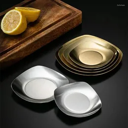 Plates Stainless Steel Dinner Gold Silver Color Spit Bone Dish Barbecue Tableware Cake Snack Dishes Kitchen Plate