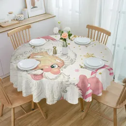 Pano de mesa natal rosa velho floco de neve doces toalha de mesa à prova dwaterproof água decoração casamento casa cozinha sala jantar redonda