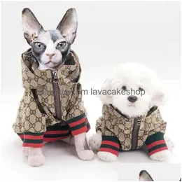 Hundebekleidung Luxus Esigner Buchstaben gedruckt Hundebekleidung Mode Cowboy Denim Hoodies Katzen Hunde Tiere Jacken Outdoor Casual Sport Pe Dhdn2