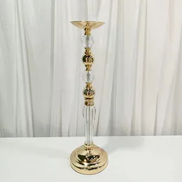 60 cm / 100 cm) Suprimentos de casamento Suporte de flor de cristal de metal dourado Decoração de mesa de casamento Peça central de acrílico peça central de casamento candelabro de cristal lâmpada de mesa 429