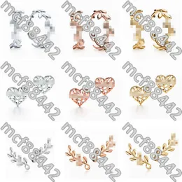 t Family 925 Sterling Silver Heart Shaped Olive Leaf Earrings Fashion Tijia Gold Plated Mesh Red Jewelry Accessories Hollow 9onp