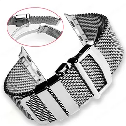 Wysokiej jakości pasek zegarków Milanese dla zespołu 45 mm 44 mm 49 mm 41 mm 40 mm 42/38 mm bransoletki dla IWatch Ultra 8 7 6 5 4 SE 240124