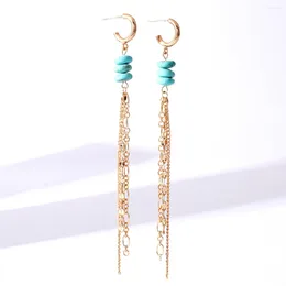 Dangle Earrings 2024 Brand Jewelry Women Boho Long Chain with Natural Stone