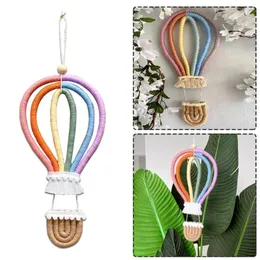 Decorative Figurines Nordic Woven Air Balloon Wall Hanging Ornaments Macrame Rianbow Tapestry Pendant Baby Kids Room Nursery Decor