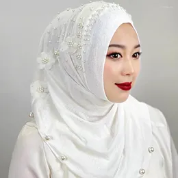 Этническая одежда, мусульманская мода, жемчужные бусины, шифон, мгновенный хиджаб, шали для женщин, повязки на голову, платок, капот, шарф, тюрбан, шаль