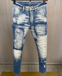 Tr apstar dsq jeans masculino d2 hip hop rock moto dsq coolguy jeans design rasgado denim motociclista fino dsq jeans para homem 9878 cor azul