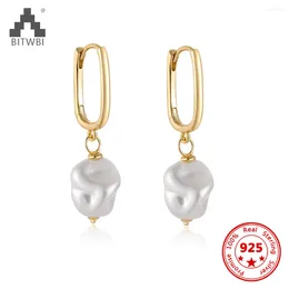 Kolczyki Dangle True 925 Sterling Srebrny U-Shape Pearl Eardrop Ear Clip Prosty vintage dla kobiety luksusowe biżuterię Prezenty na imprezę świąteczną